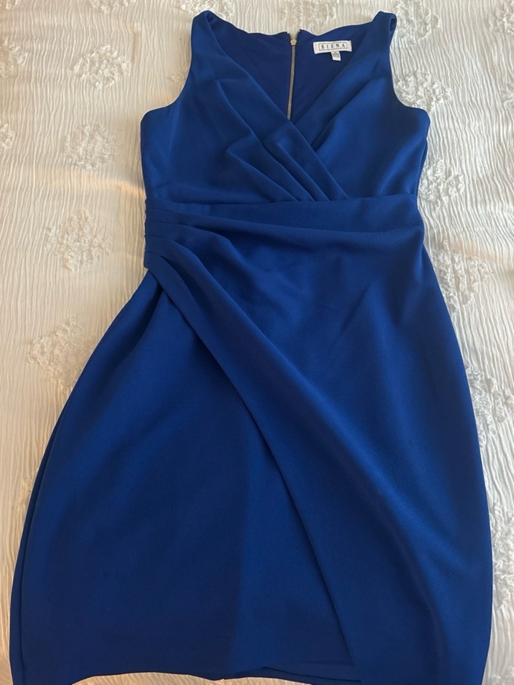 Sienna Rose Sleeveless Cobalt Blue Faux-Wrap Dress